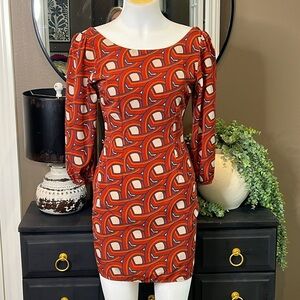 HAYS COUTURE Back Zipper Geometric Print Shift Mini Dress Size Small